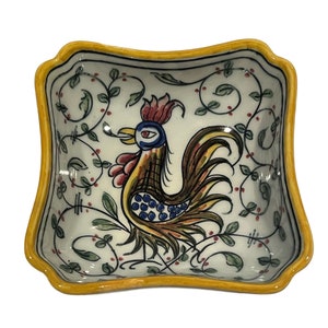 Hand Painted Nut Dish with Rooster from Portugal