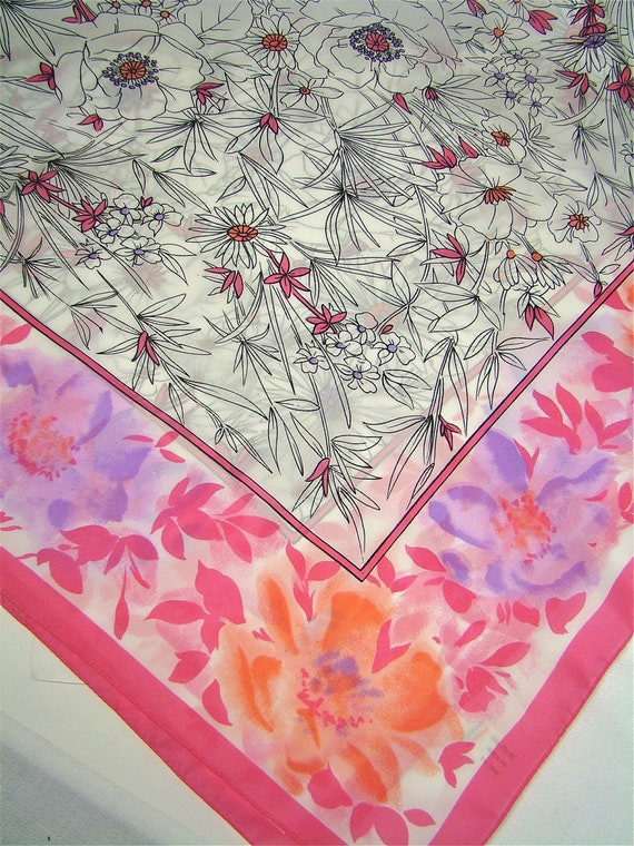 Vintage Scarf, Floral Pattern Scarf - image 1