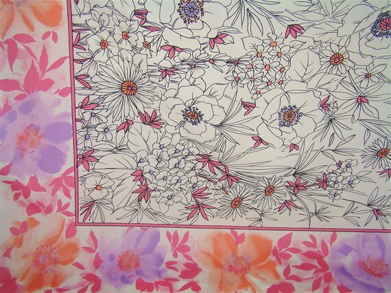 Vintage Scarf, Floral Pattern Scarf - image 2
