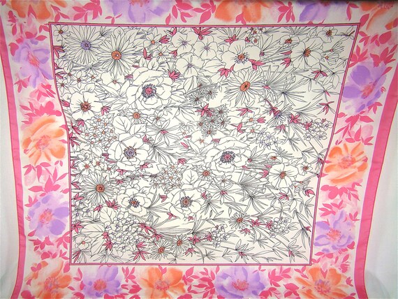 Vintage Scarf, Floral Pattern Scarf - image 3