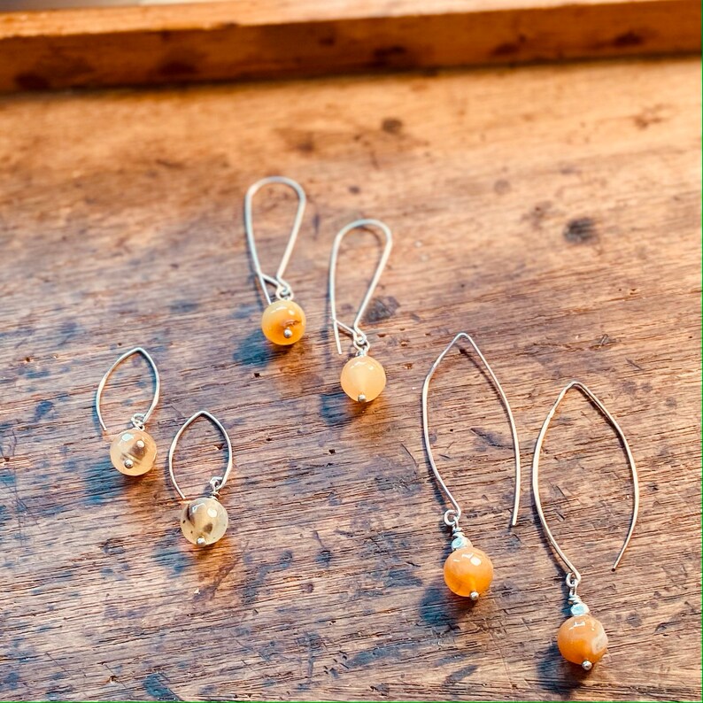 Natural agate stone earrings, Brown amber Minimalist drop jewelry for her, Understated neutral Boho style dangles, Lightweight gift for Mom image 6