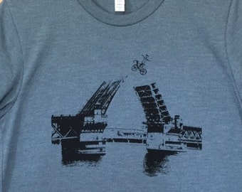 Bike Shirt, Bridge, Portland, Oregon, Men's T Shirt, Portland Shirt, Burnside Bridge
