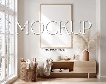 Neutral Wall Frame Mockup | Scandinavian Interior Mockup | Minimalist Poster Display | Printable Art Mockup | Modern Home Decor Mockup