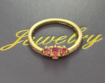 Vergulde roze kroonprinses fashion damesring