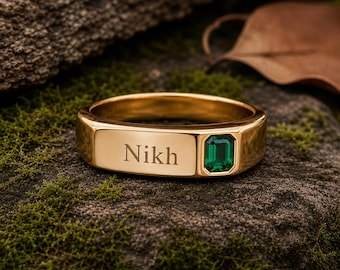 Personalized Initial Ring | Custom Letter Ring | Name Ring | 14K Gold Skinny Ring | 925 Stamped | Gift for her Men And Women Ring Gift