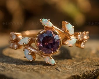 ヴィンテージ オパール リング シトリン リング 1ct ラウンド カラー