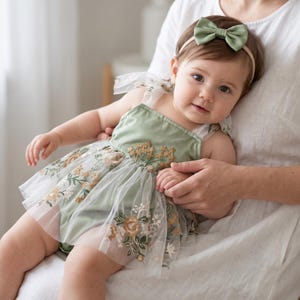 sage green infant dress Sage Green Tutu Puffy Flower Girl Dress, First Baby Birthday Party Dress, Princess Toddler Gown, Pageant Prom Toddler Special Occasion Dress