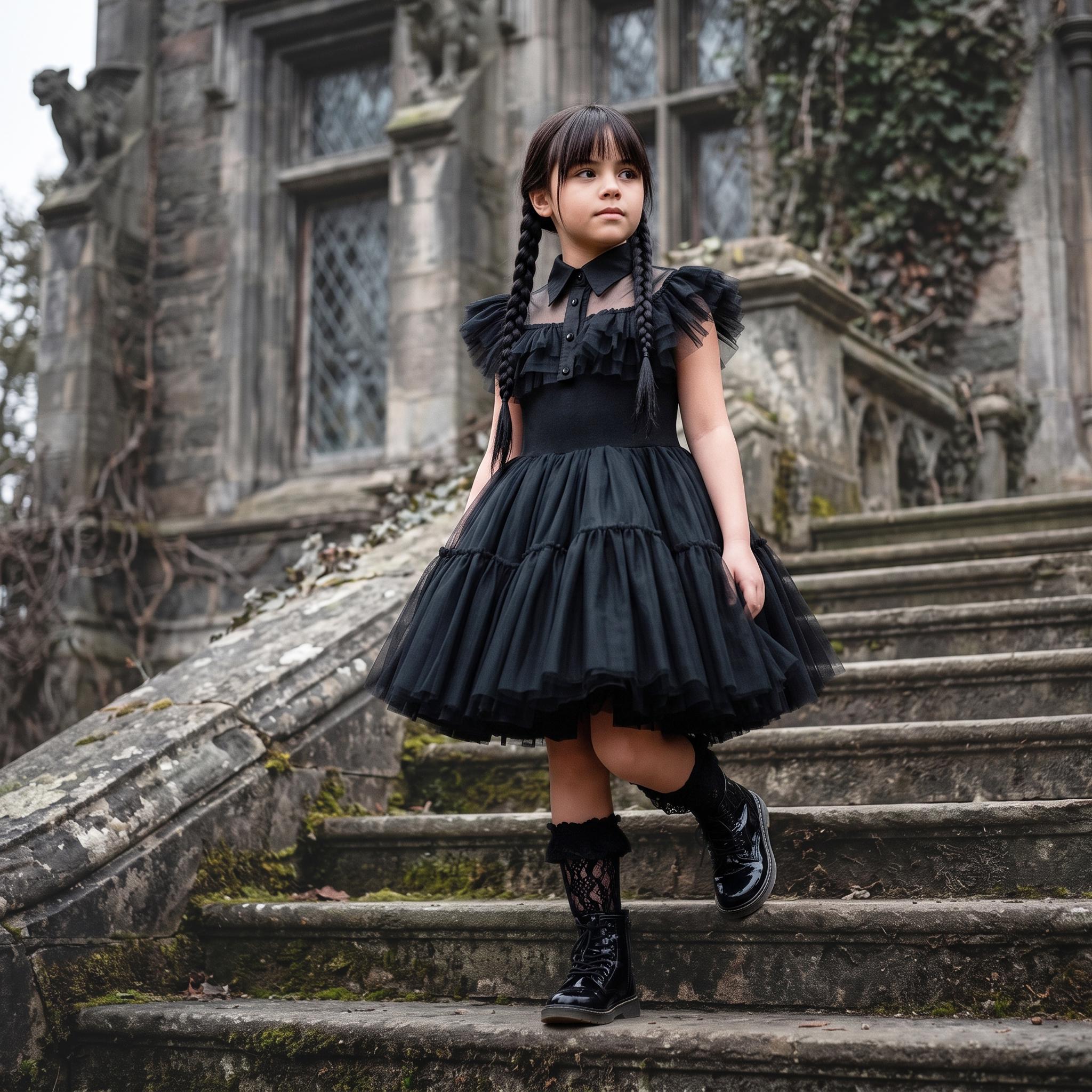 wednesday addams in black dress this look doesn’t skimp Plum Elegant Black Evening Dress Size::28 (ADD +$10)