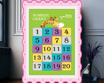 Kids Number Chart Print | Educational Nursery Wall Art (Digital Download)