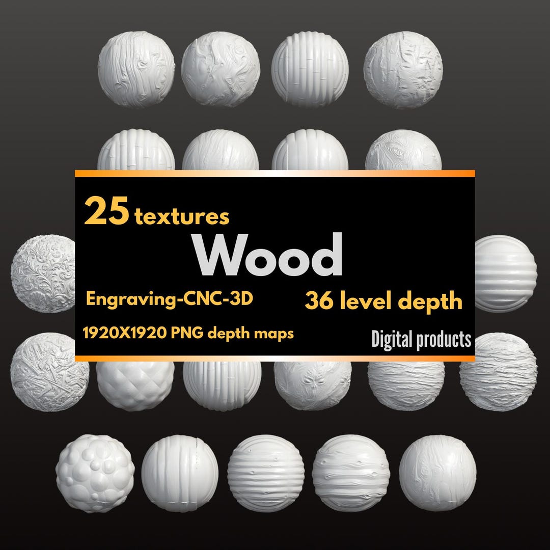 25 Wood Depth Maps for CNC Laser Engraving | 3D Displacement Textures ...