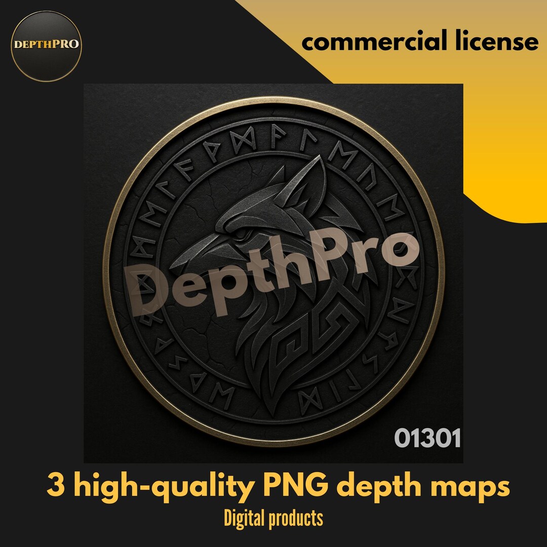 Wolves Depth Map Viking-wolf-depth Map: 3D Embossing, Laser Engraving & Height Map for ...