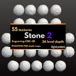 Pacchetto di 55 mappe di profondità della pietra | Texture in rilievo CNC | Mappa di altezza per incisione laser | TEXTURE 3D | Zbrush Blender Nomad Sculpt