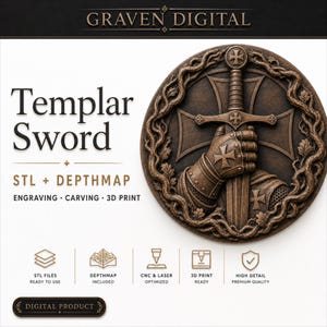 Knight Sword - CNC Engraving STL Model, Carving, Relief STL