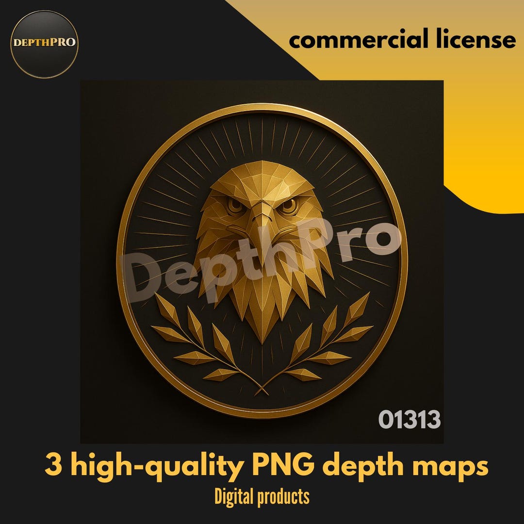 Low Poly -eagle-depth Map: 3D Embossing, Laser Engraving & Height Map ...