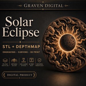 Solar Eclipse - CNC Engraving STL Model, Carving, Relief STL