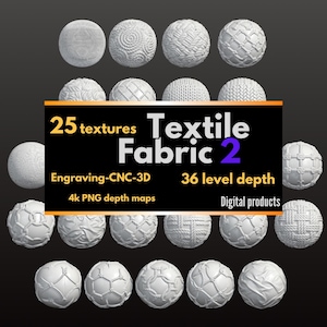 Paquete de 25 mapas de profundidad tejidos 4K | Textura de tejido de lana con relieve CNC | Mapa de altura grabado con láser | TEXTURA 3D | Zbrush Blender