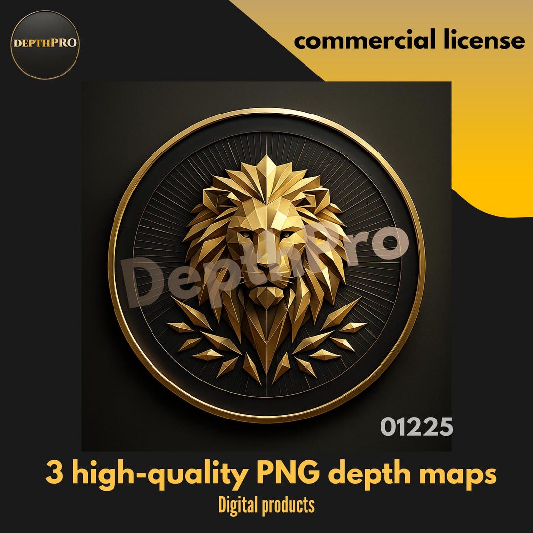 Low Poly -lion-depth Map: 3D Embossing, Laser Engraving & Height Map ...