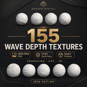 155 Wave Depth Maps Pack 1 4K | Ocean Texture CNC Relief | Laser Engraving Heightmap | 3D TEXTURE | Zbrush Blender Nomad Sculpt