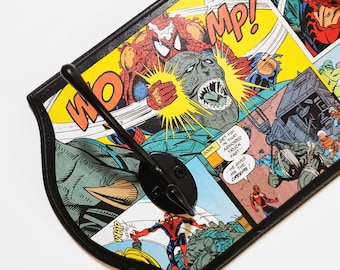 Spiderman Marvel Coat Rack for Mud Room, Kids Bedroom, Marvel Spider Man Comic Book Coatrack Hat rack for Backpacks and Jackets