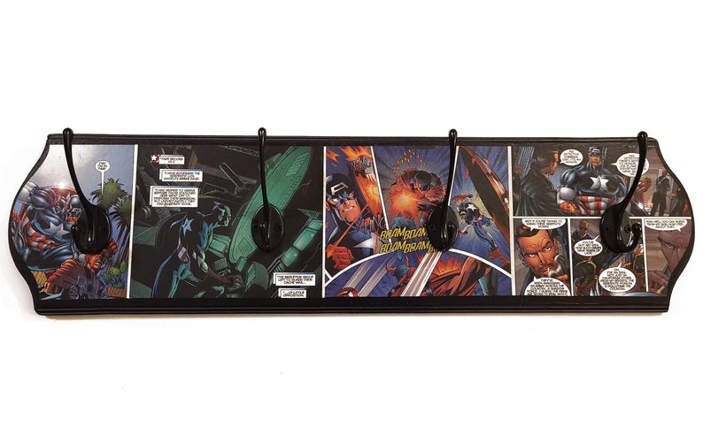 Captain America Themed Wall Rack for Jackets, Coats, Purses, Hats ...