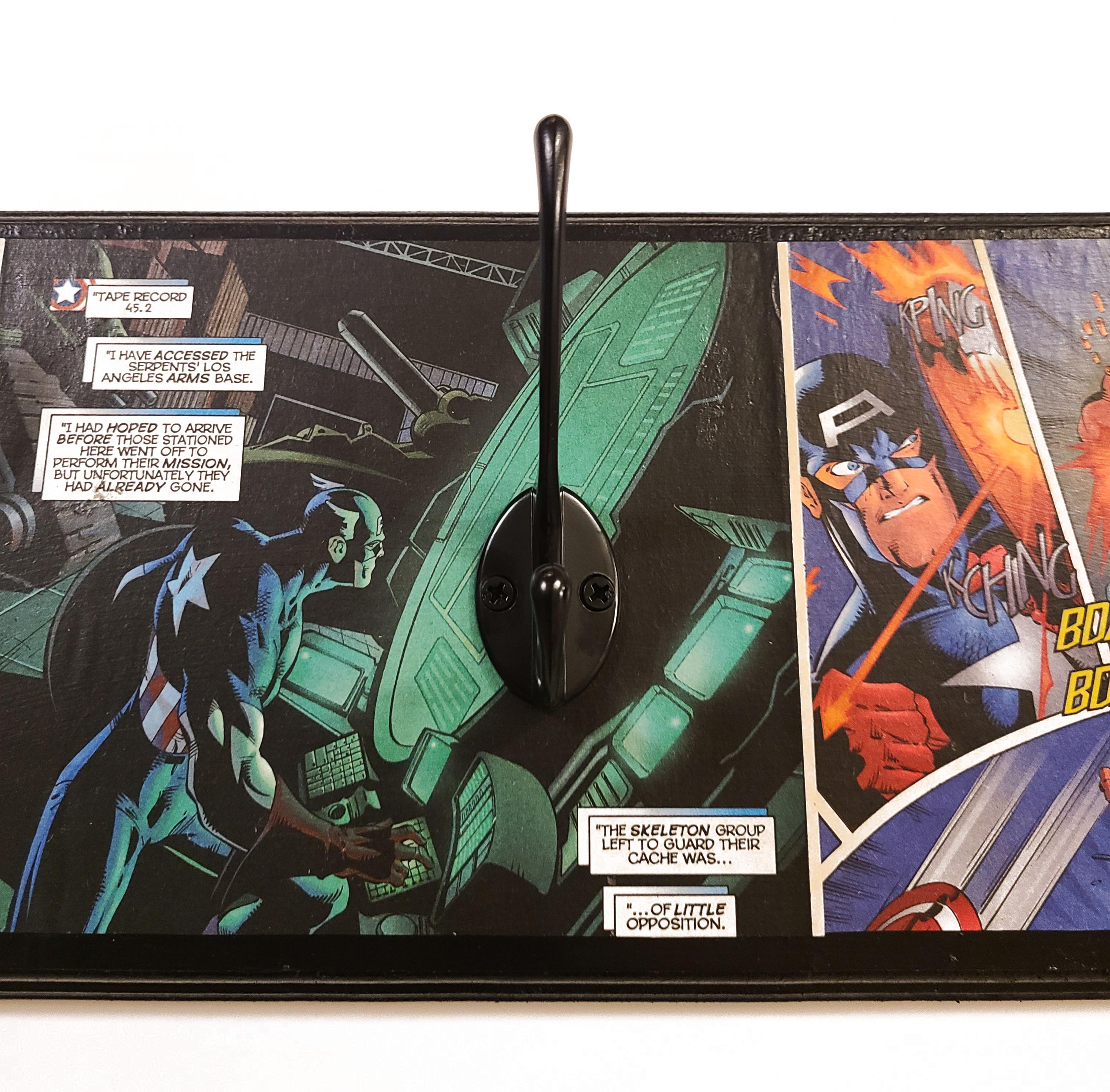 Captain America Themed Wall Rack for Jackets, Coats, Purses, Hats ...