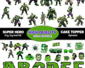 Hulk Png and Svg Clipart Design - Alphabet Letters, Printable File Cricut, Hulk Silhouette