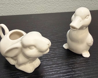 Vintage Bunny & Duck Ceramic Creamer Set of 2 by Two’s Company