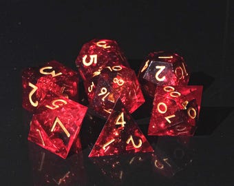 Black Red DND Dice Set, Role playing dice, Resin Sharp Edge DND Dice,Polyhedral dice set, Dungeons and Dragons, DND Player Gifts