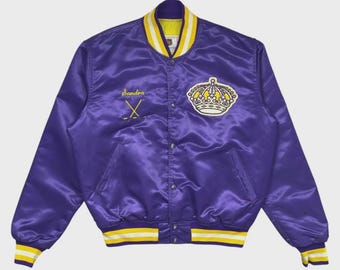 ジャケット・アウター 90's CHALKLINE Los Angeles KINGS jacket Vintage Los Angeles Kings Jacket Large Black Chalk Line Satin 90s