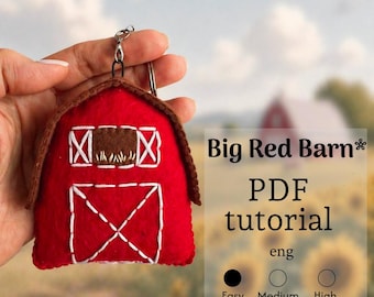 PDF Sewing Pattern Big Red Felt Barn Tutorial Easy DIY Felt Barn for Mini Farm Animals Playset Beginner Hand Sewing Project Digital Download