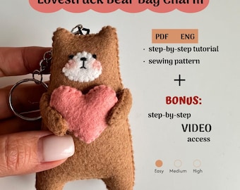 PDF y vídeo para hacer un osito de fieltro: cose un bonito regalo en una sola noche.