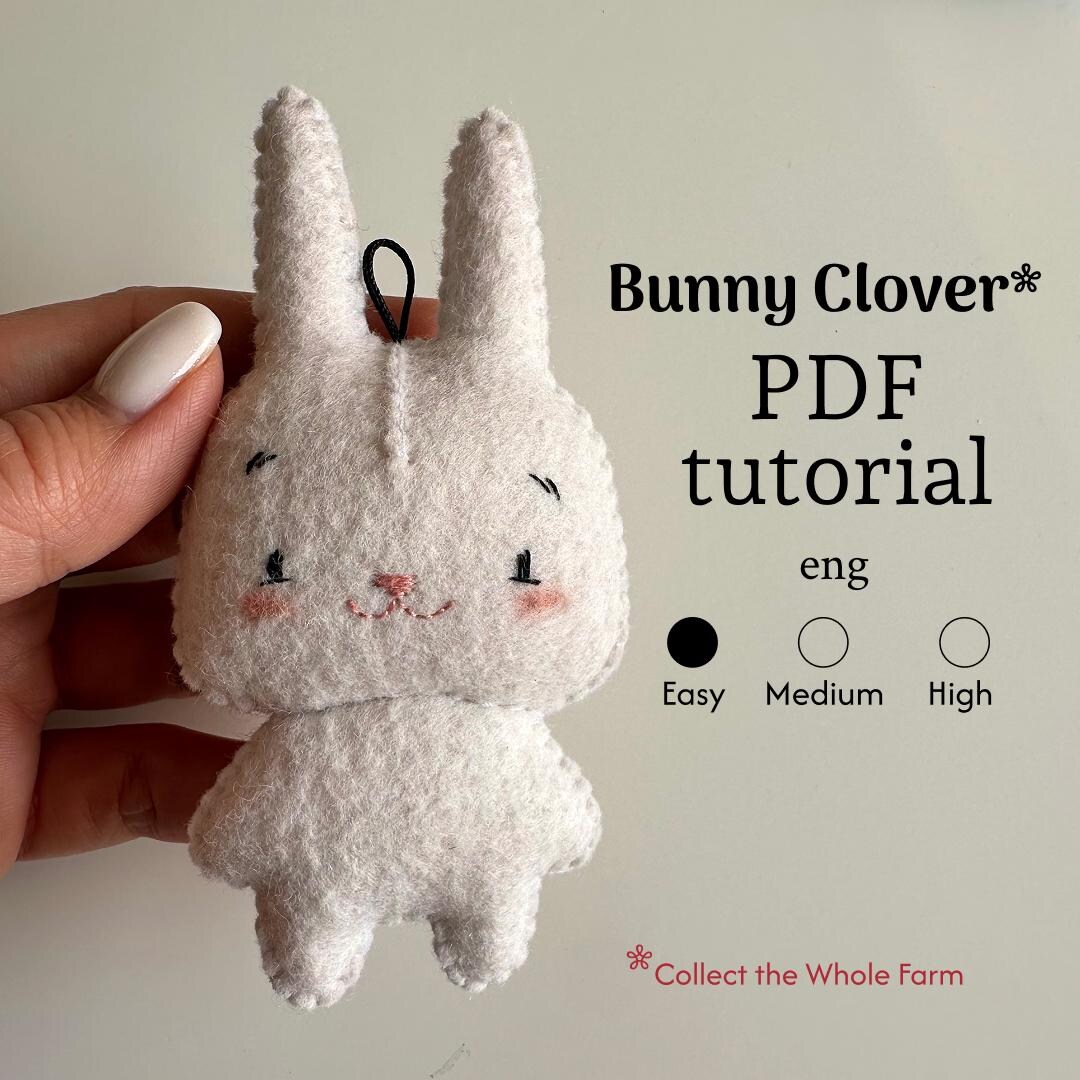 DIY Felt Bunny Sewing Pattern, Pocket Spring Bunny, Easy Beginner PDF ...