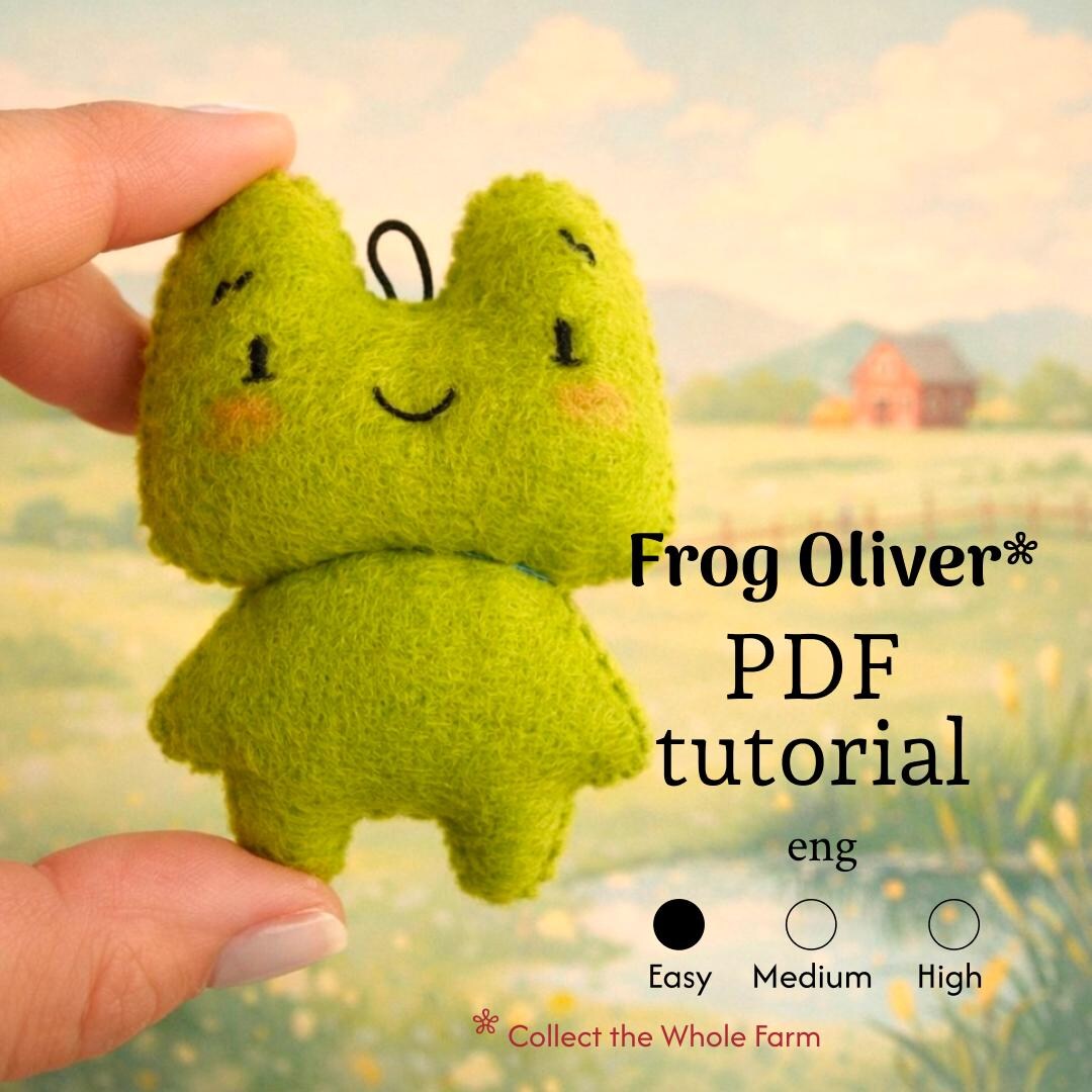 Felt Frog Tutorial Felt Frog Sewing Pattern PDF, Oliver the Little Farm Animal Softie Toy ...