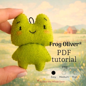 Felt Frog Sewing Pattern PDF, Oliver the Little Farm Animal Softie Toy, DIY Stuffed Animal Tutorial, Beginner Hand Sewing Craft