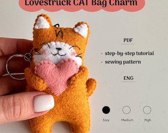 Gato de fieltro con corazón: Tutorial en PDF para principiantes, guía paso a paso