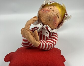 Muñeca Annalee Candy Cane Stripe Girl, vintage, 1957