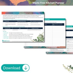 Afvalvrije keukentrackersjabloon | Afdrukbaar dagboek en aanbevelingen voedselverspilling