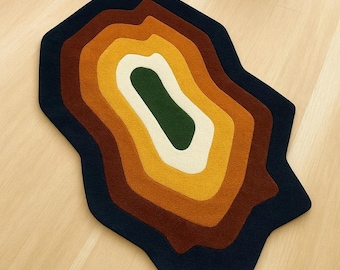 Hand-Tufted Wool Area Rug: Abstract Wavy Design, Multicolor