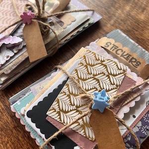 Mystery kit Scrapbooking Supplies –  15/ 30 / 50 Piece Journaling Ephemera – Handmade Die Cuts & Stickers – Cozy Stationery Gift