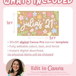 Flower Banner Template | DIGITAL DOWNLOAD | Editable Canva Banner ...