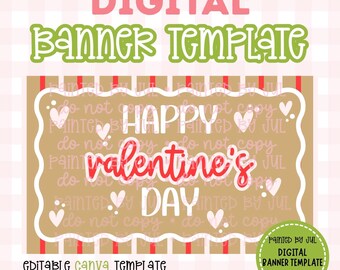 Valentine’s Banner Template | DIGITAL DOWNLOAD | Editable Canva Banner | 36x60 DIY Painted Banner | Galentine’s Theme