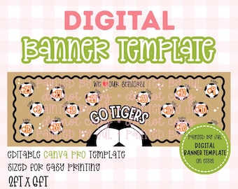 Plantilla de pancarta de fútbol senior / DESCARGA DIGITAL / Pancarta editable de Canva / Pancarta imprimible DIY de 2x6 / Tema deportivo de espíritu escolar