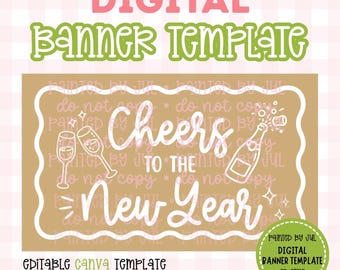 New Year’s Banner Template | DIGITAL DOWNLOAD | Editable Canva Banner | 36x60 DIY Painted Banner | 2026 Happy New Year Banner