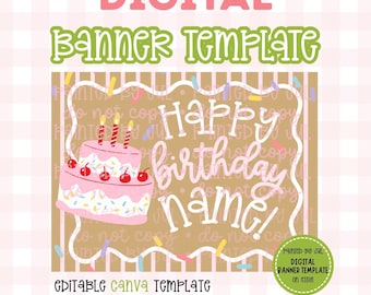 Birthday Banner Template | DIGITAL DOWNLOAD | Editable Canva Banner | 36x48 DIY Painted Banner | Cute Sprinkles Birthday Theme