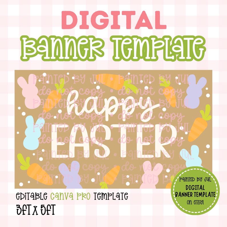 Happy Easter Banner Template | DIGITAL DOWNLOAD | Editable Canva Banner ...