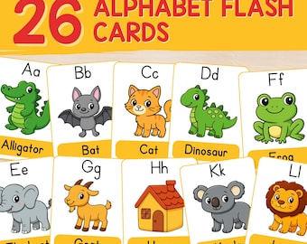 Alphabet Flashcards for Toddlers | ABC Montessori Cards | Preschool Homeschool Learning Activity | A-Z Instant Download