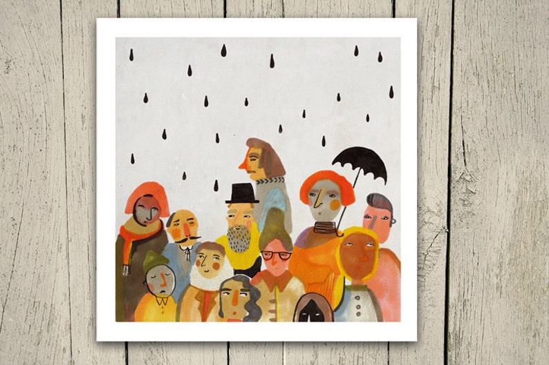 People Giclee Fine Art print 8x8 Illustration image 2