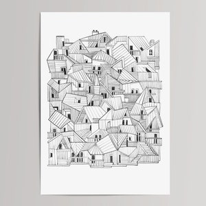 Wooden City Giclée Fine Art Print Illustration image 2