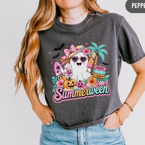 Summerween Comfort Colors® Boxy Tee, Funny Summer-ween Woman Shirt, Spooky Summer Women Tee, Halloween Gift for Her, Trendy TShirt