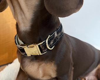 Leo dog collar in brown – Adjustable & Handmade – Buckle in gold or silver